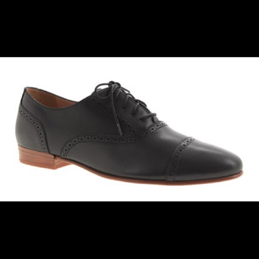 J CREW ITALIAN LEATHER LACE UP OXFORDS BLK SZ 9.5